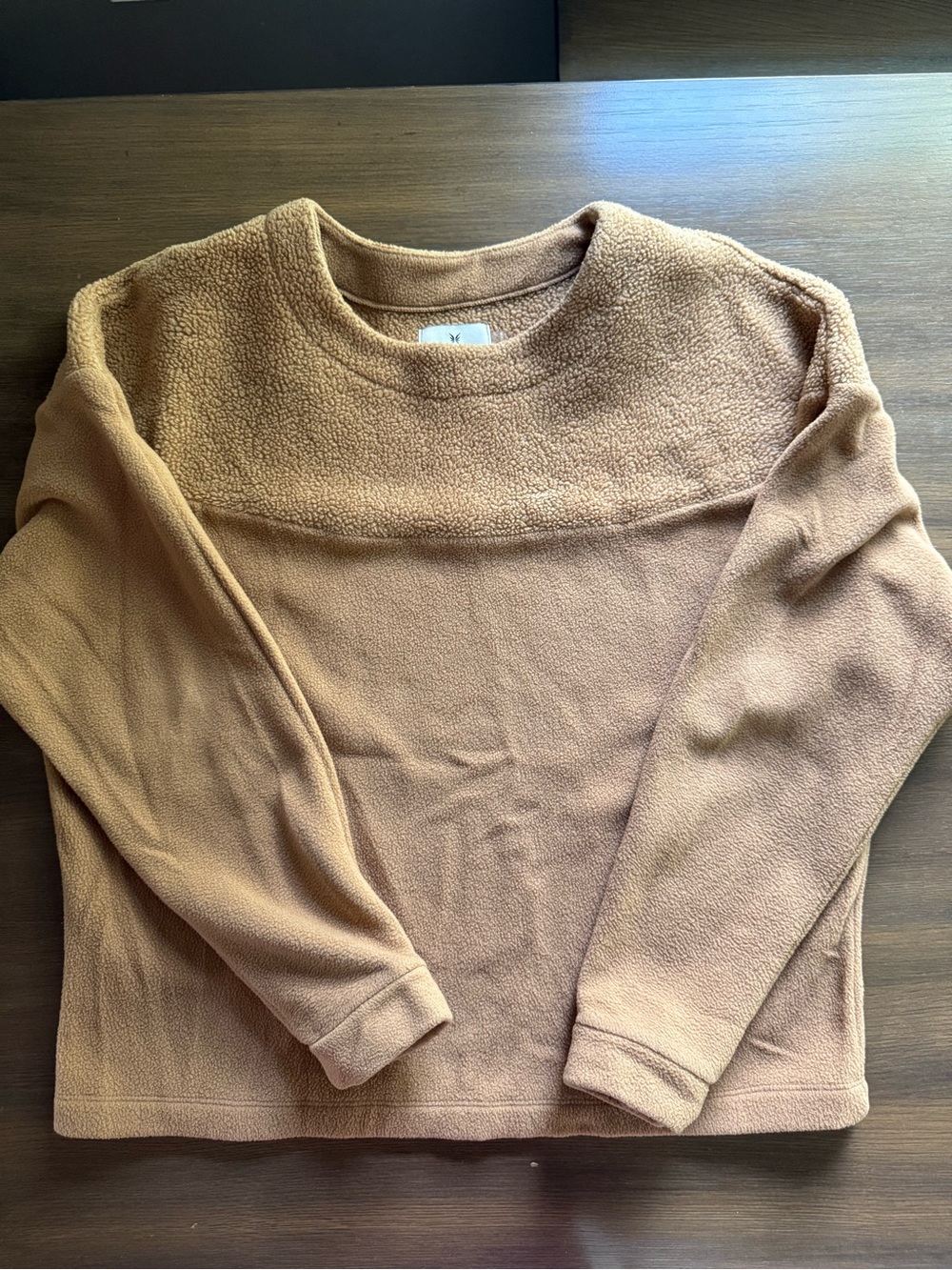 Dudley Stephens Crewneck Sherpa and Vello Fleece - camel